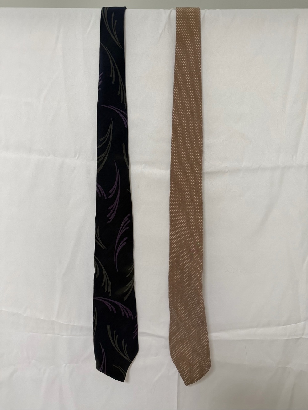 Paco Rabanne Black Patterned Tie & Tan Textured Tie Set
